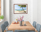 Lazy Day on the Beach - Hammock  - Framed Photo - Mahogany on Dining Room Room Wall