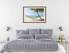 Lazy Day on the Beach - Hammock  - Framed Photo - Mahogany Frame on Bedroom Wall
