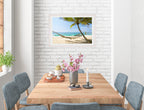 Lazy Day on the Beach - Hammock  - Framed Photo - White on Dining Room Room Wall