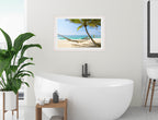 Lazy Day on the Beach - Hammock  - Framed Photo - White Frame on Bathroom Wall