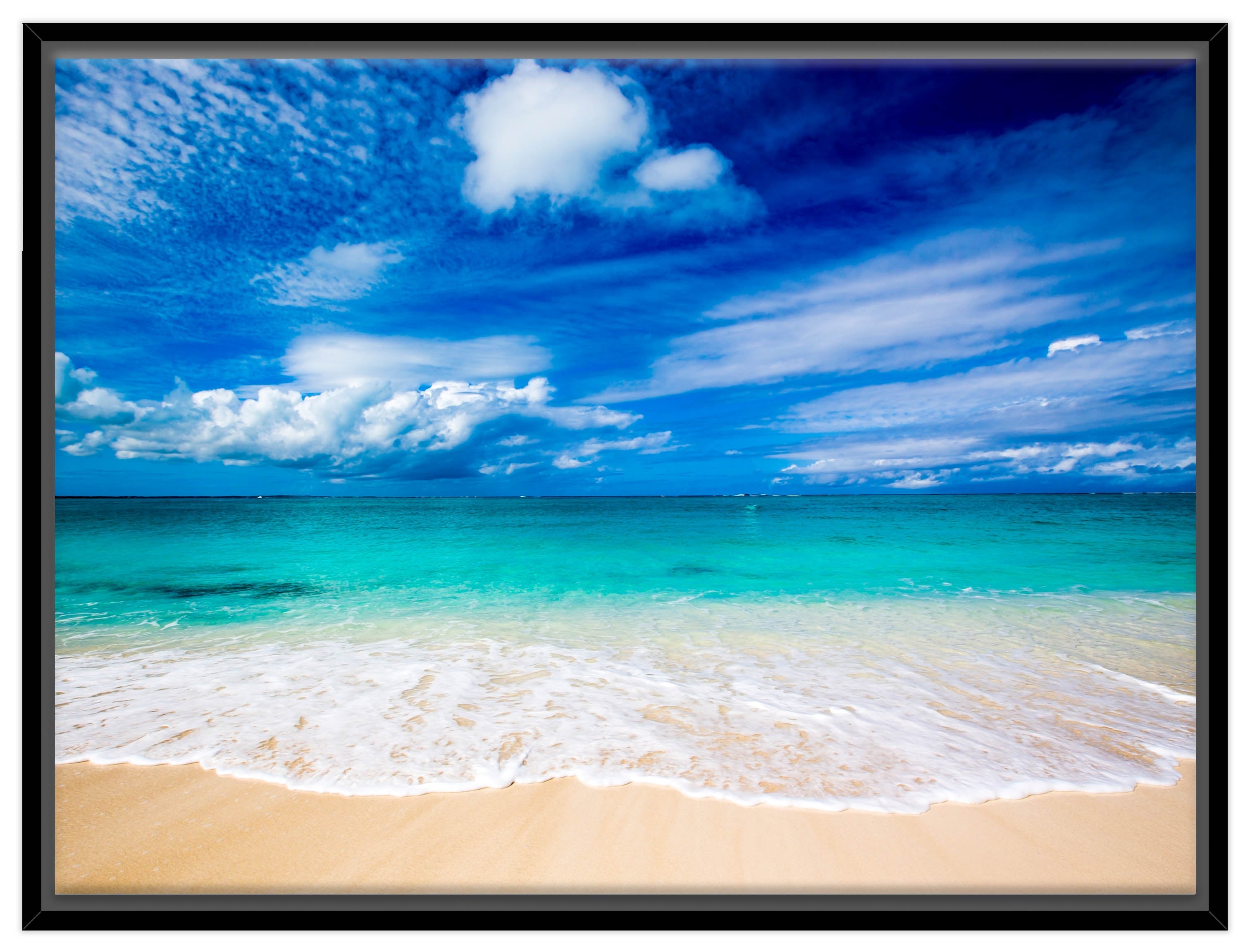 White Sand Beach - Evening on the Pond - Canvas Wrap - Black Frame
