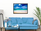 White Sand Beach - Evening on the Pond - Canvas Wrap - Black Frame on Living Room Wall-2