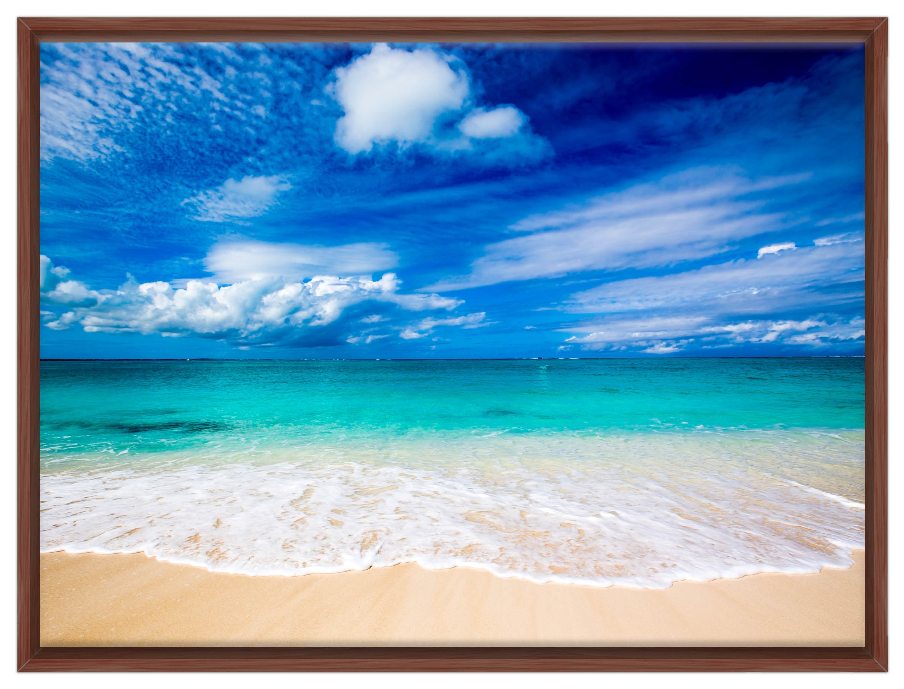 White Sand Beach - Evening on the Pond - Canvas Wrap - Mahogany Frame
