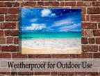 White Sand Beach - Evening on the Pond - Canvas Wrap - Waterproof on Brick Wall