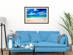 White Sand Beach - Evening on the Pond - Framed Photo - Black on Living Room1 Wall-2