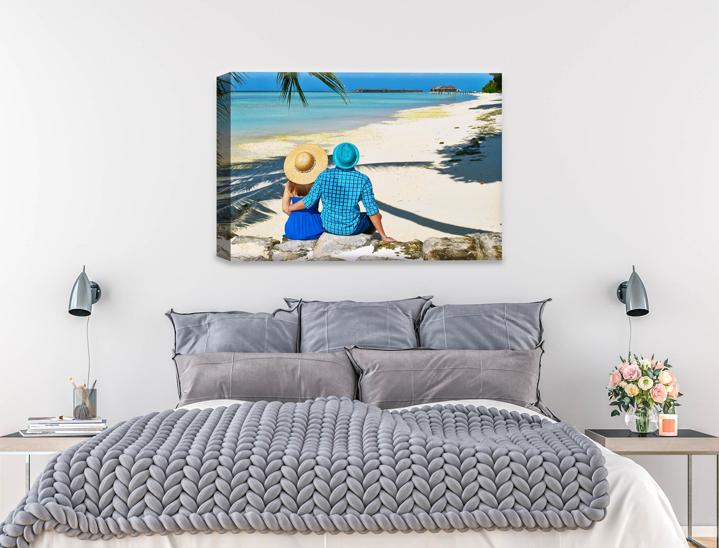 Lovers on Tropical Beach  -Canvas Wrap on Bedroom Wall