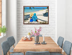 Lovers on Tropical Beach  -Canvas Wrap - Mahogany Frame on Dining Room Room Wall