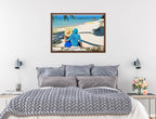 Lovers on Tropical Beach  -Canvas Wrap - Mahogany Frame on Bedroom Wall