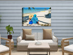 Lovers on Tropical Beach  -Canvas Wrap - Waterproof on Patio 1 Wall
