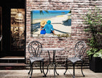 Lovers on Tropical Beach  -Canvas Wrap - Waterproof on Patio 2 Wall