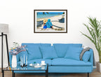 Lovers on Tropical Beach  -Framed Photo - Black on Living Room1 Wall-2