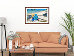 Lovers on Tropical Beach  -Framed Photo - Mahogany on Living Room1 Wall-1