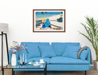 Lovers on Tropical Beach  -Framed Photo - Mahogany on Living Room1 Wall-2