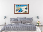 Lovers on Tropical Beach  -Framed Photo - Mahogany Frame on Bedroom Wall
