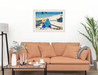 Lovers on Tropical Beach  -Framed Photo - White on Living Room1 Wall-1