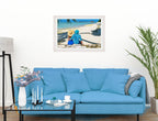 Lovers on Tropical Beach  -Framed Photo - White on Living Room1 Wall-2