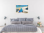 Lovers on Tropical Beach  -Framed Photo - White on Bedroom Wall