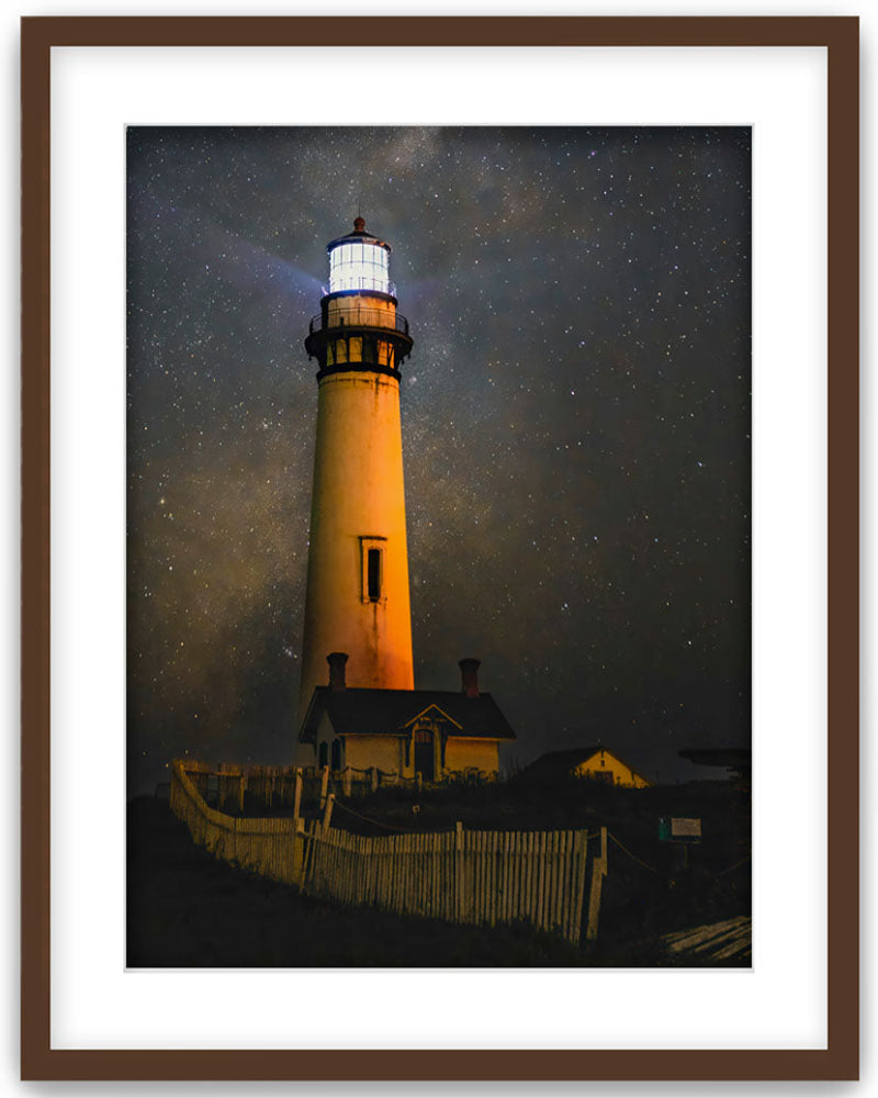 Pascadero Lighthouse Picture Frame Art with Espresso Frame