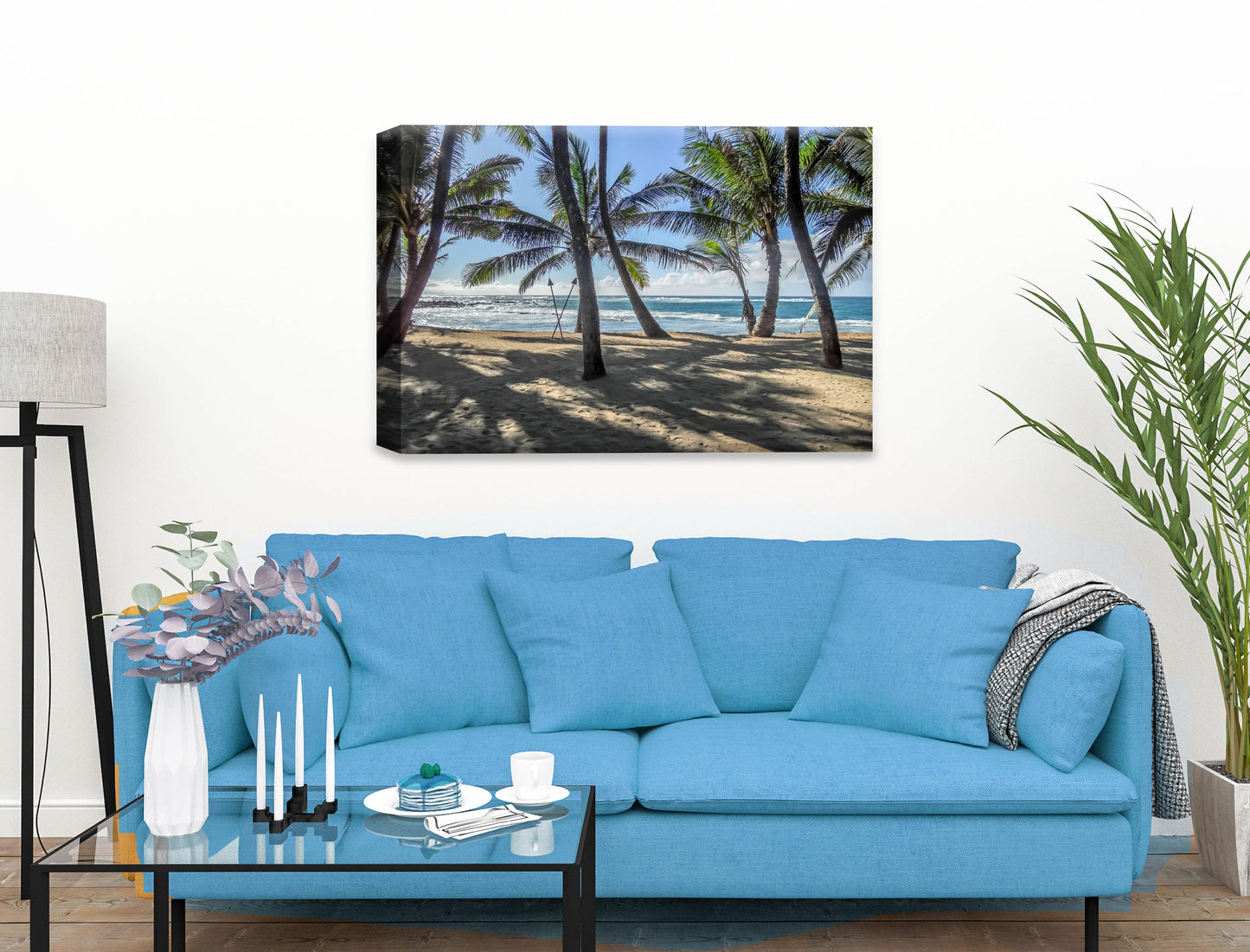 Palm  Tree Art Image hanging on Living Room wall.