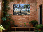 Palm Tree Art - Canvas wrap on brick wall