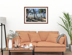 Grace Bay - Sand, Palms & Ocean -Framed Photo - Mahogany on Living Room1 Wall-1