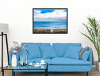 Serenity on the Ocean - Mixed Media -Canvas Wrap - Black Frame on Living Room Wall-2