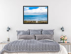 Serenity on the Ocean - Mixed Media -Canvas Wrap - Black Frame on Bedroom Wall