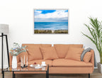 Serenity on the Ocean - Mixed Media -Canvas Wrap - White Frame on Living Room Wall-1