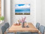 Serenity on the Ocean - Mixed Media -Canvas Wrap - White Frame on Dining Room Room Wall