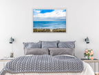 Serenity on the Ocean - Mixed Media -Canvas Wrap - White Frame on Bedroom Wall