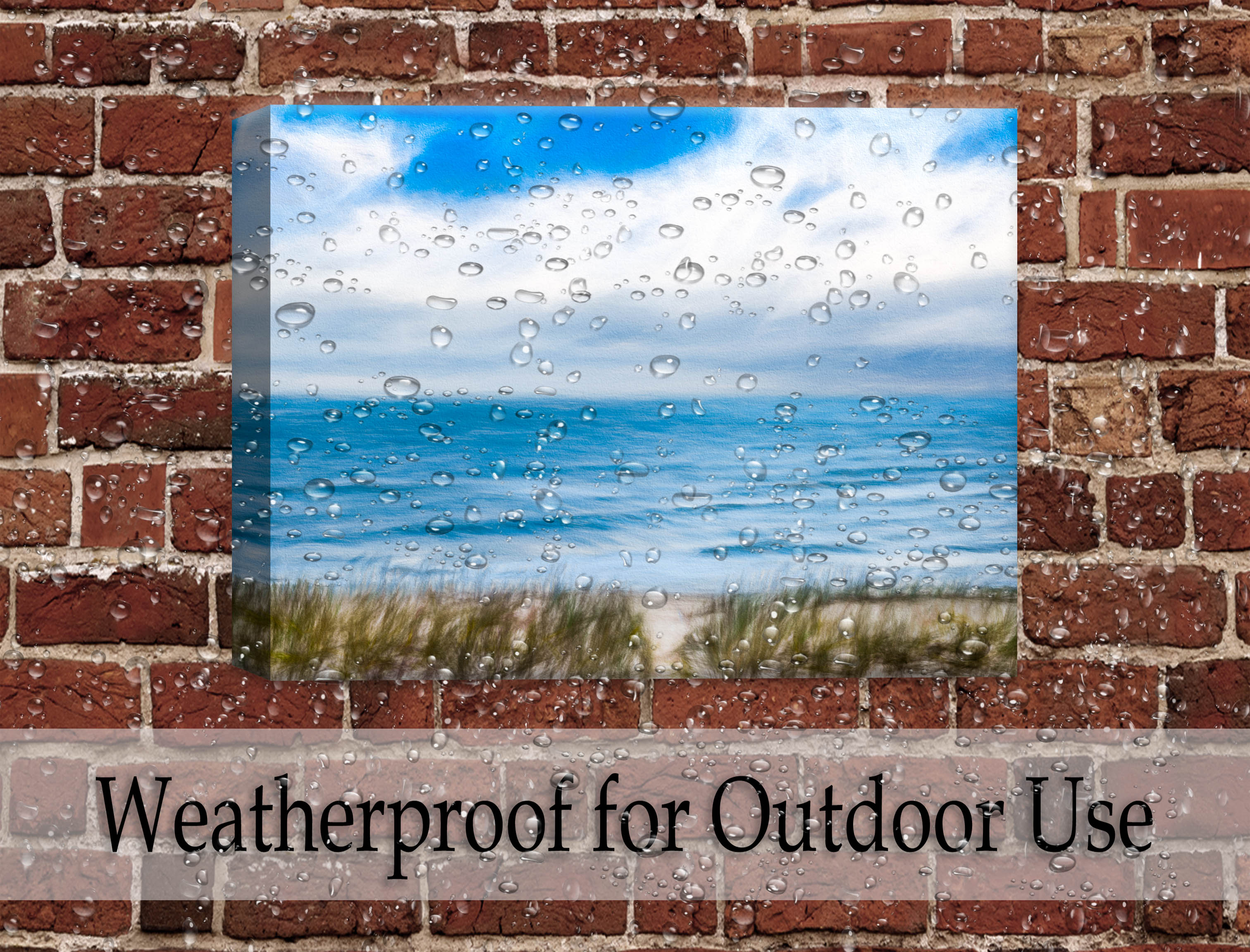 Serenity on the Ocean - Mixed Media -Canvas Wrap - Waterproof on Brick Wall