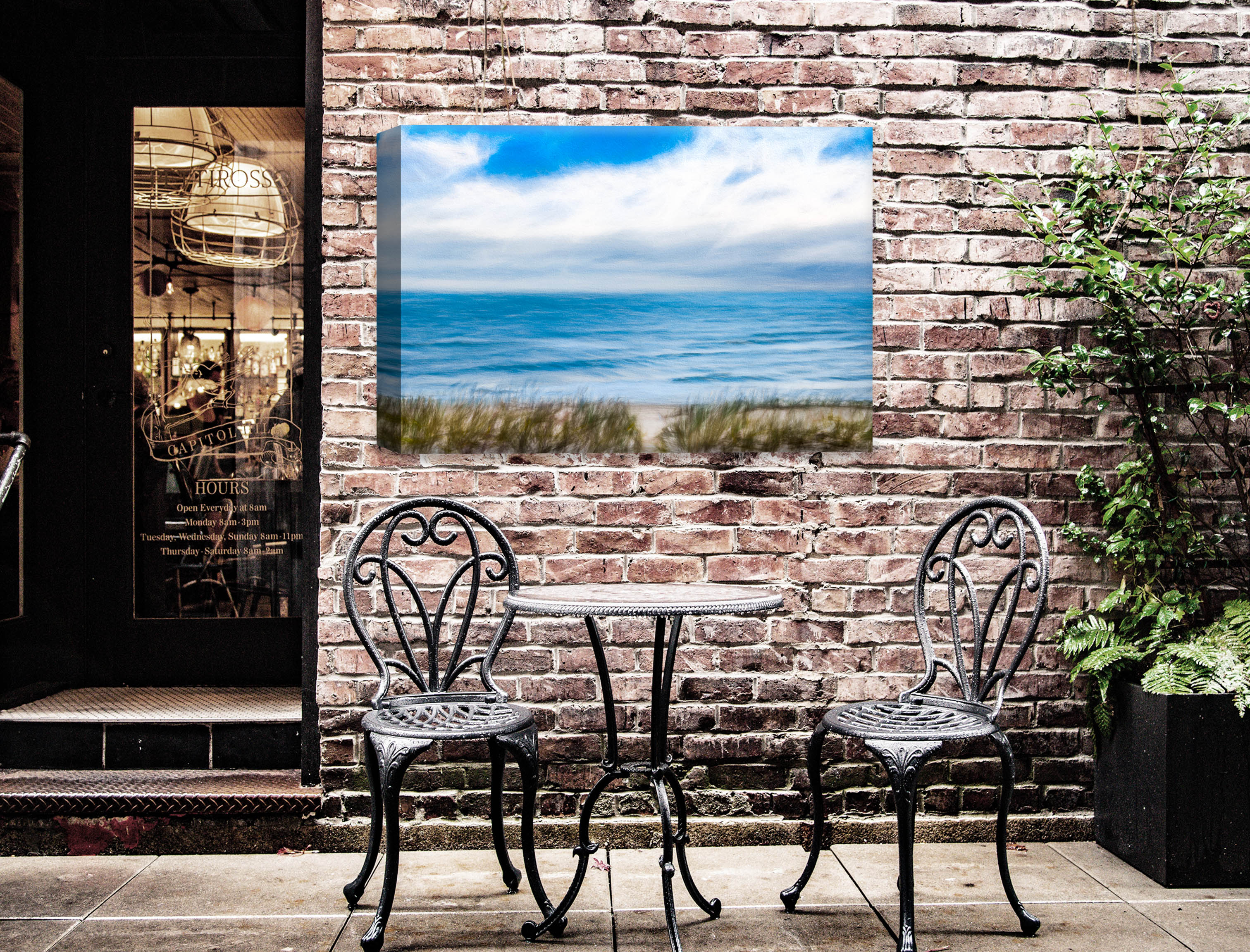 Serenity on the Ocean - Mixed Media -Canvas Wrap - Waterproof on Patio 2 Wall