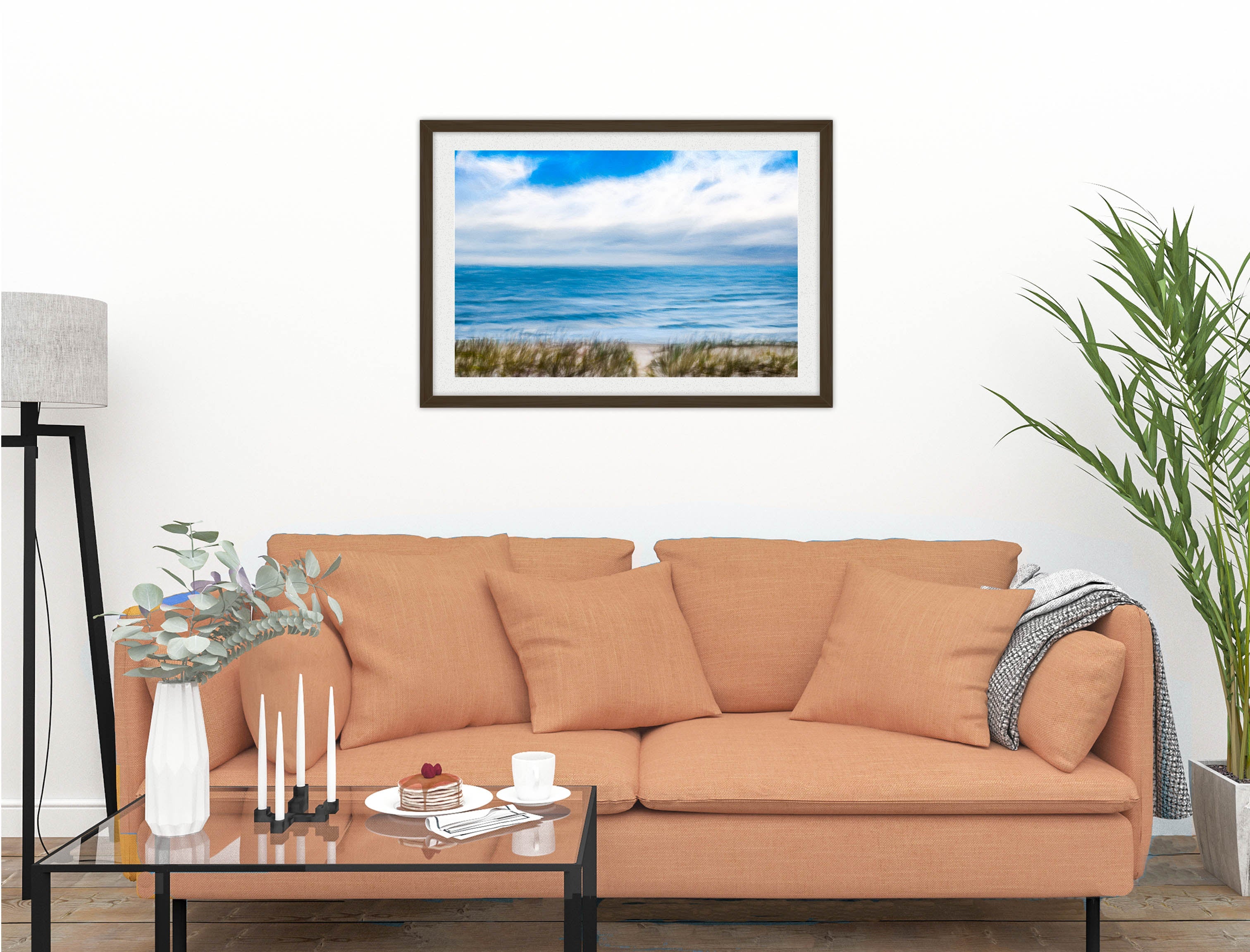 Serenity on the Ocean - Mixed Media -Framed Photo - Black on Living Room1 Wall-1