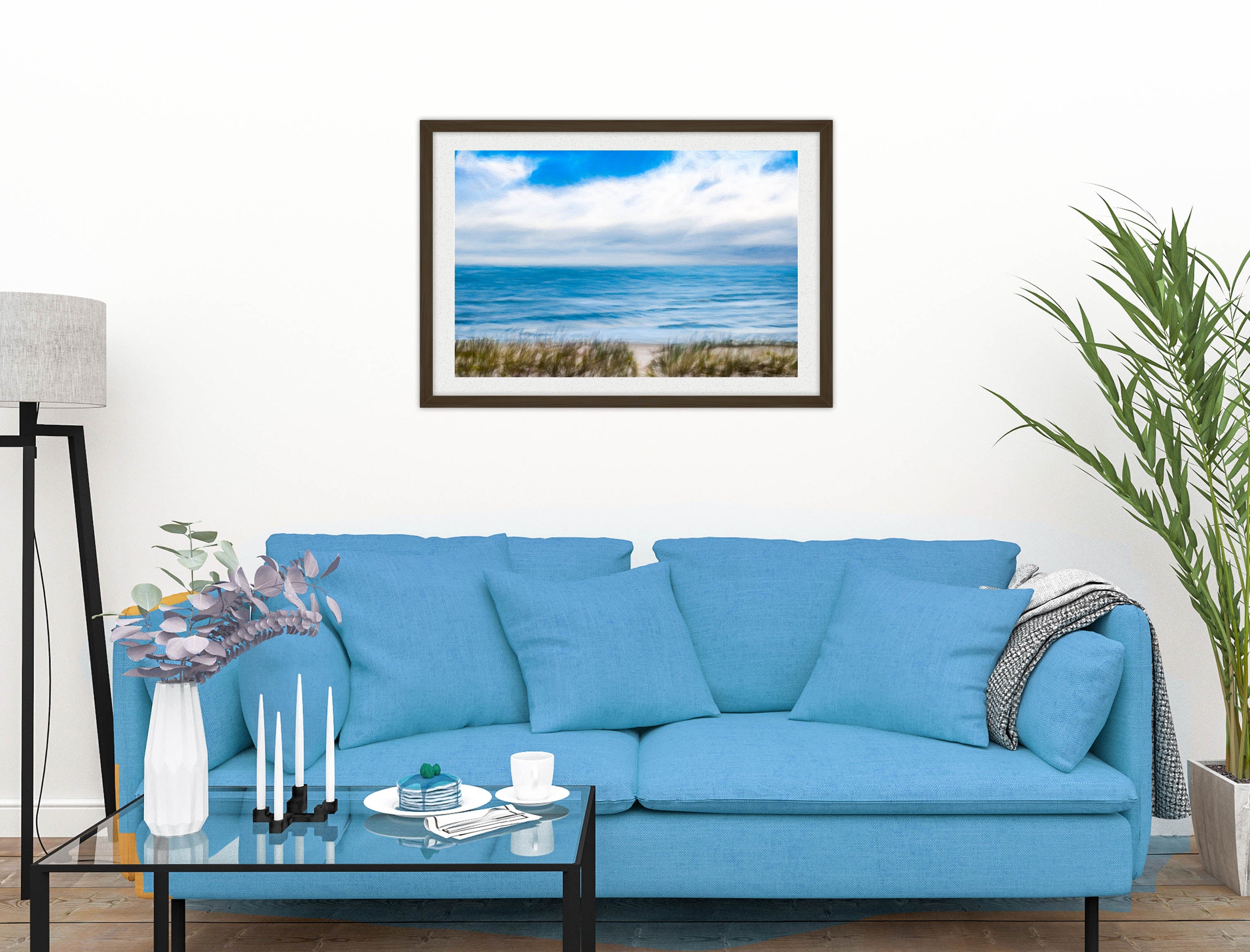 Serenity on the Ocean - Mixed Media -Framed Photo - Black on Living Room1 Wall-2