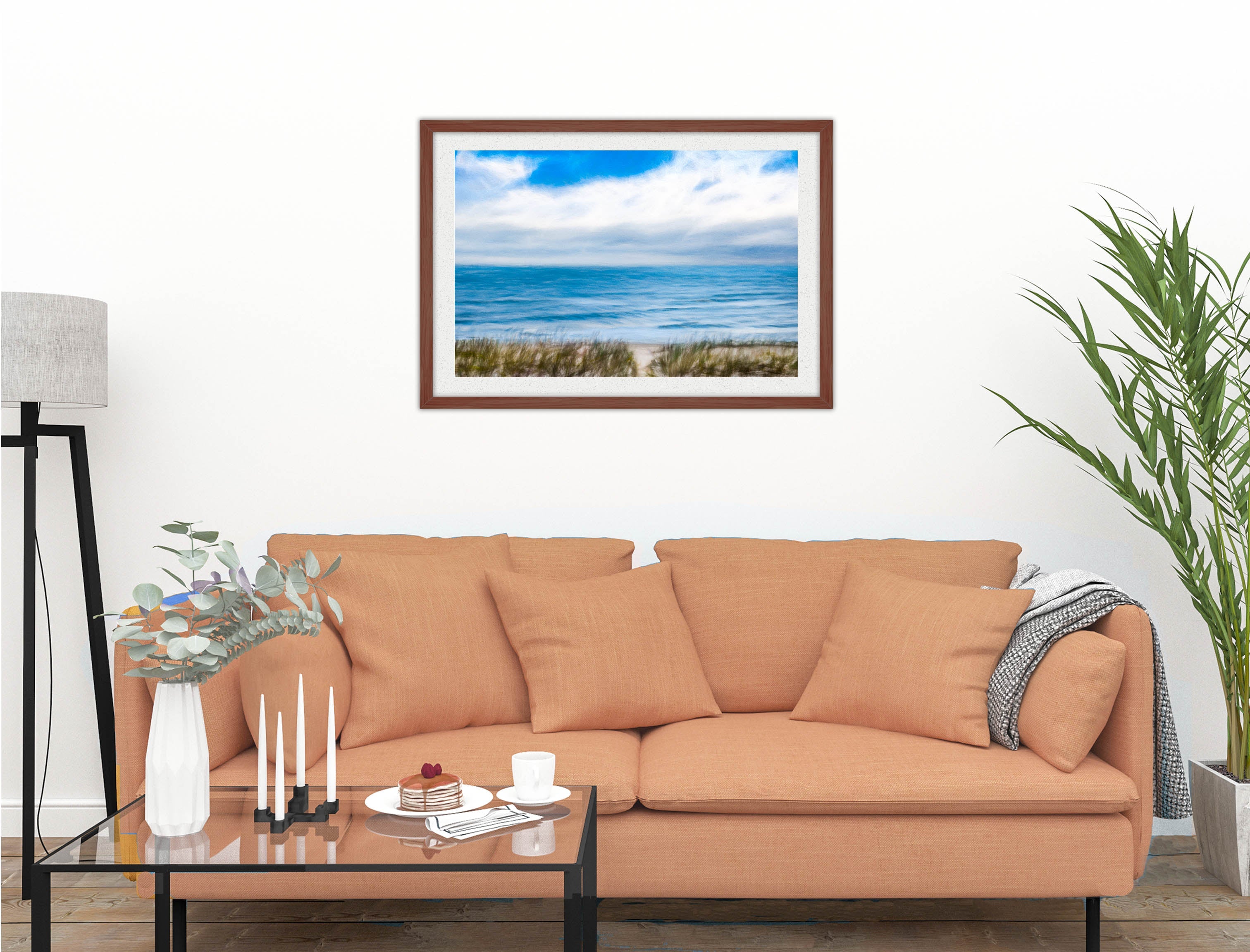 Serenity on the Ocean - Mixed Media -Framed Photo - Mahogany on Living Room1 Wall-1