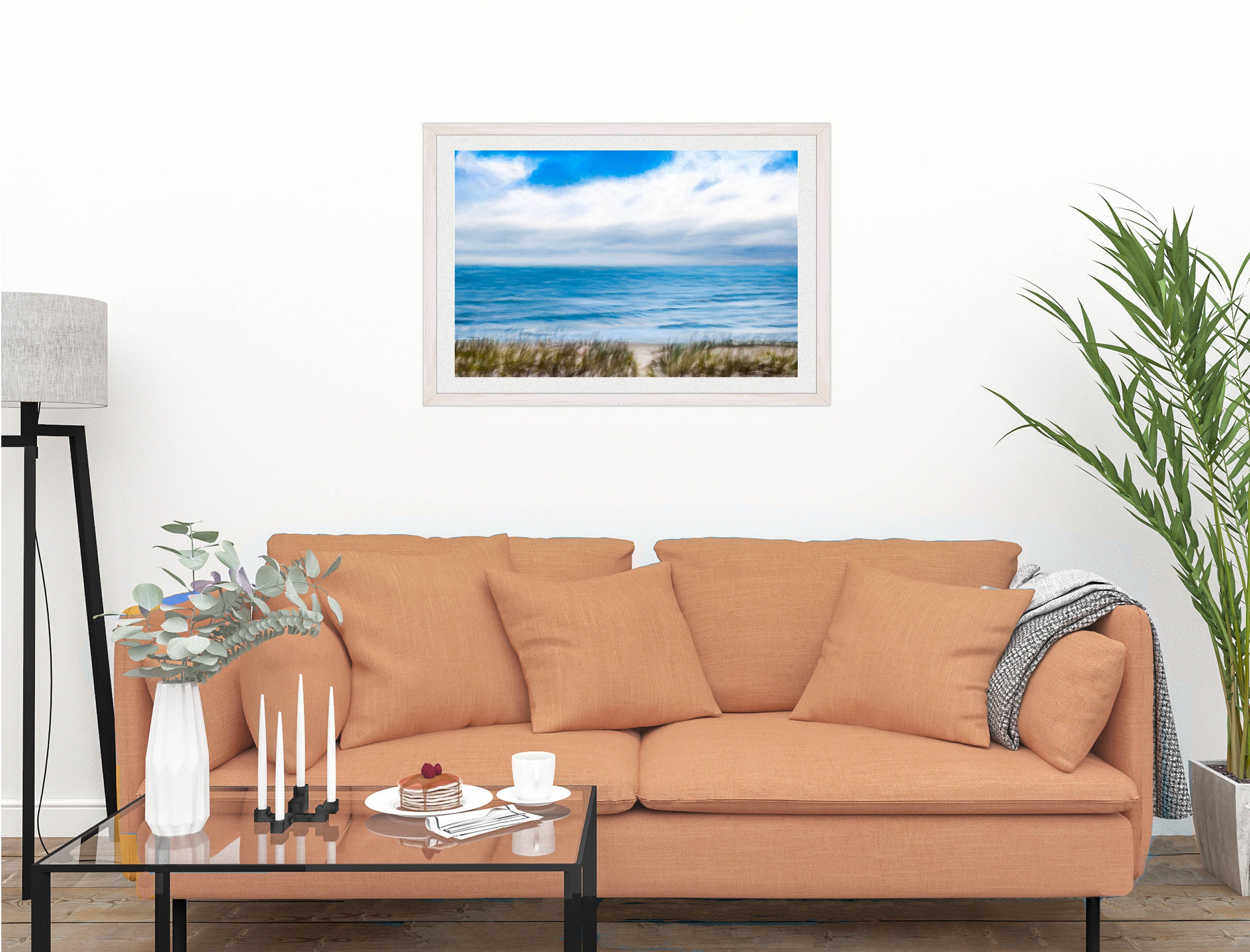 Serenity on the Ocean - Mixed Media -Framed Photo - White on Living Room1 Wall-1