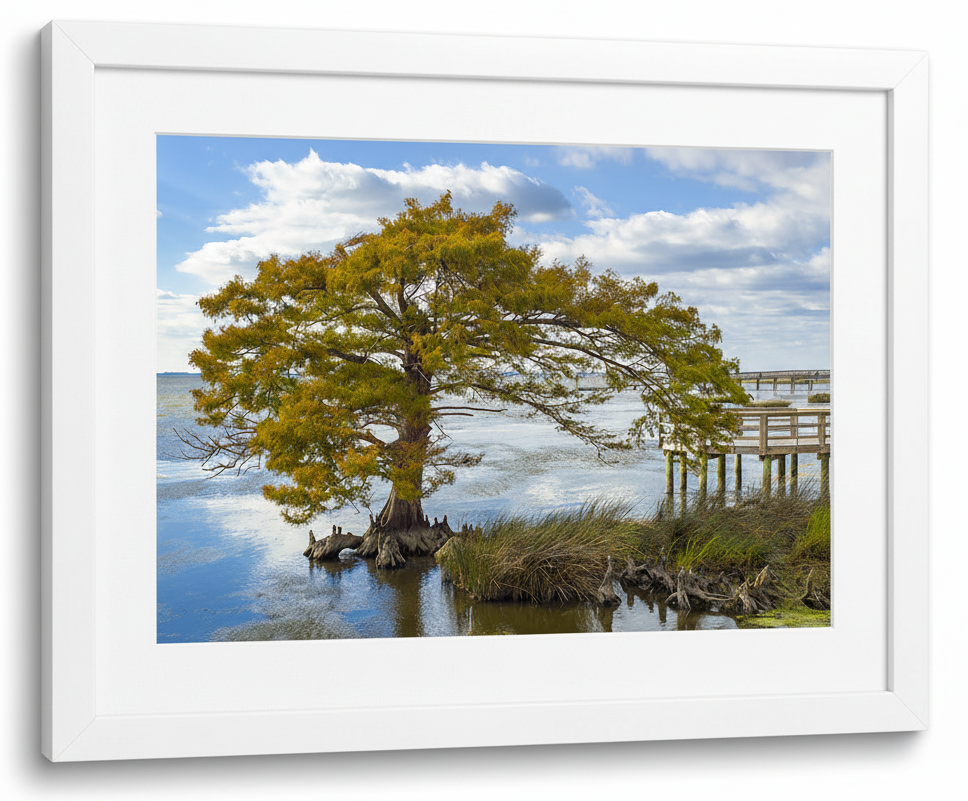 Cypress Tree on the Sound - Minimal Background