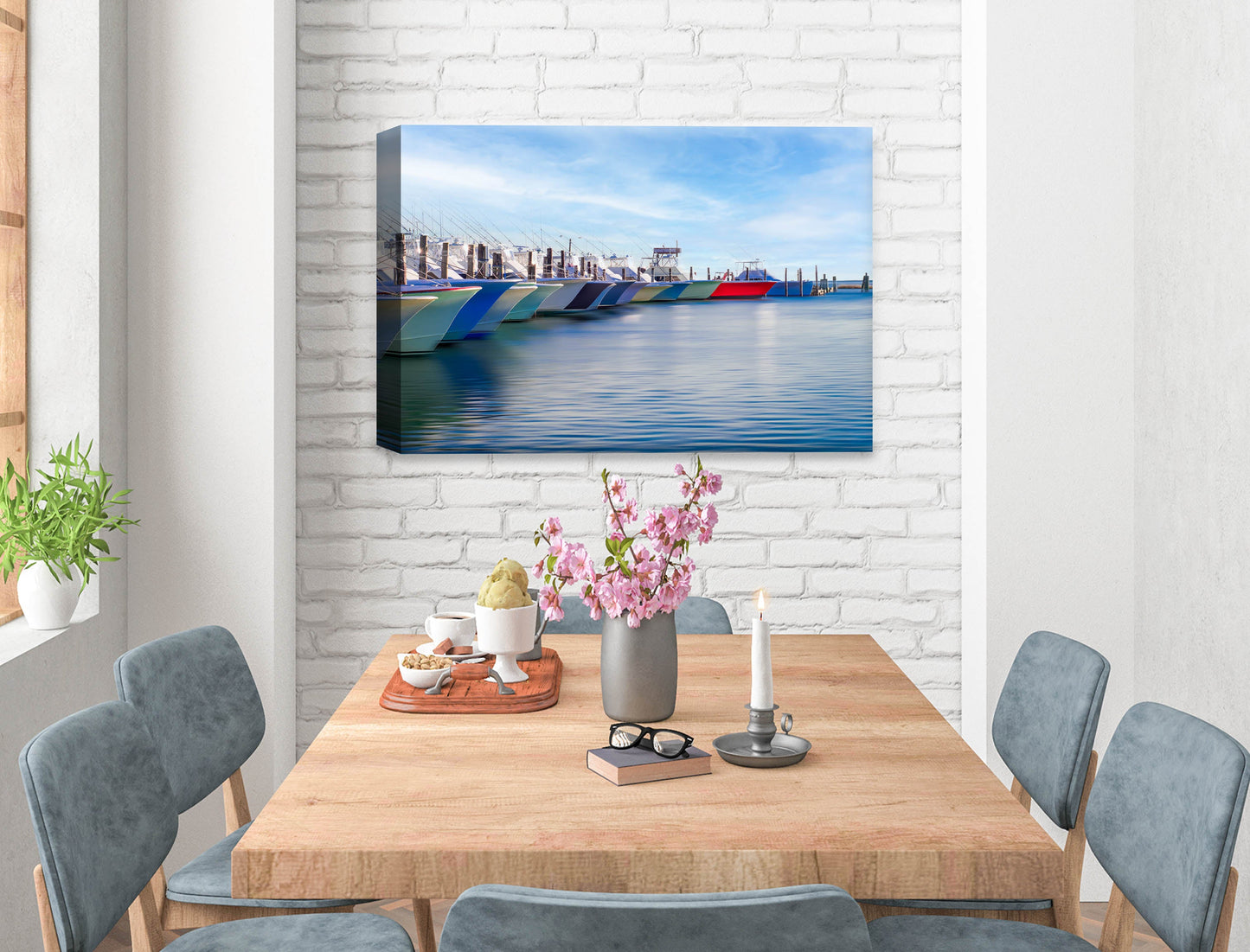 Fishing on the Atlantic - Evening on the Pond - Canvas Wrap on Dining Room Wall