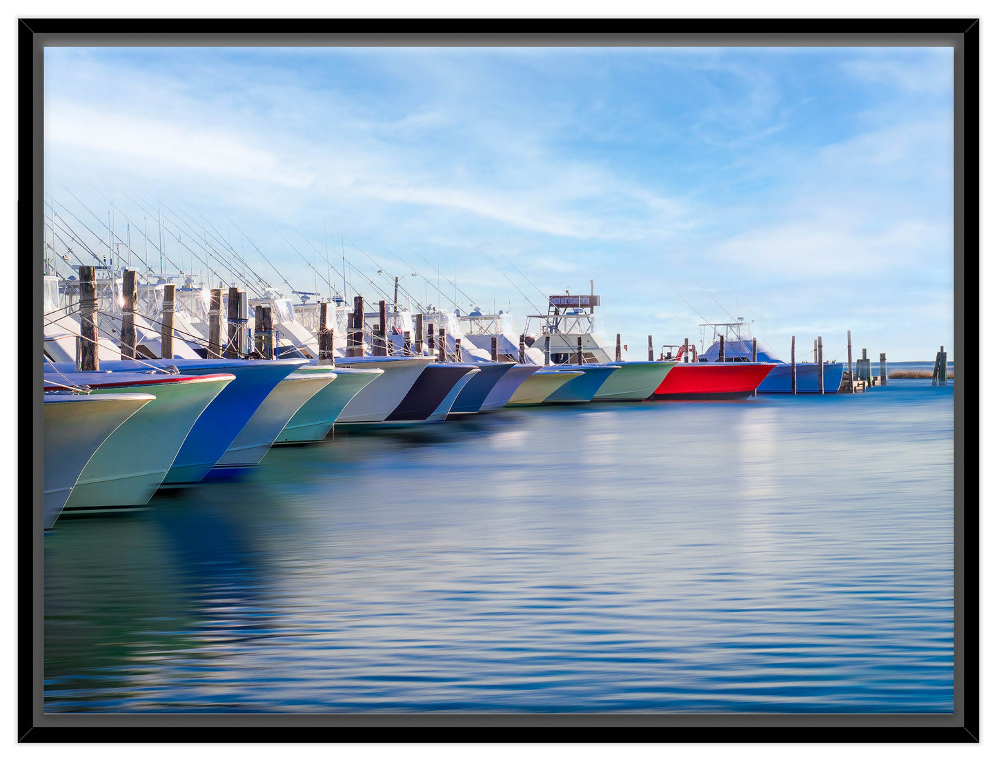 Fishing on the Atlantic - Evening on the Pond - Canvas Wrap - Black Frame