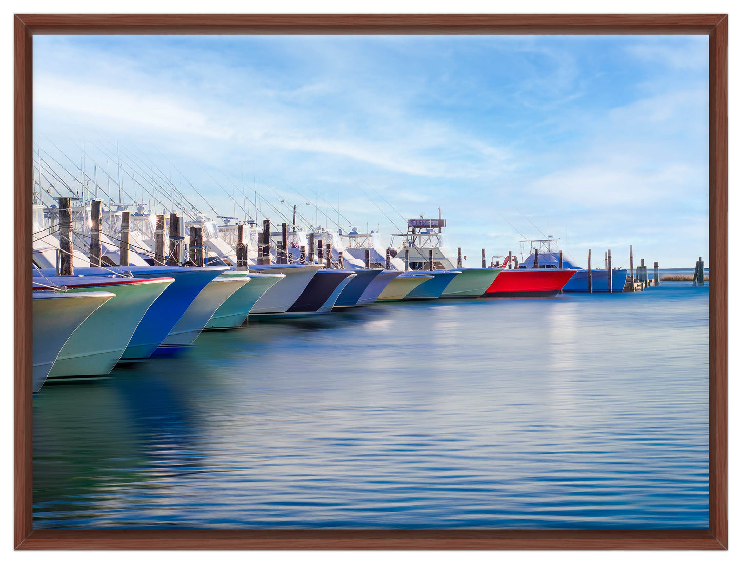 Fishing on the Atlantic - Evening on the Pond - Canvas Wrap - Mahogany Frame