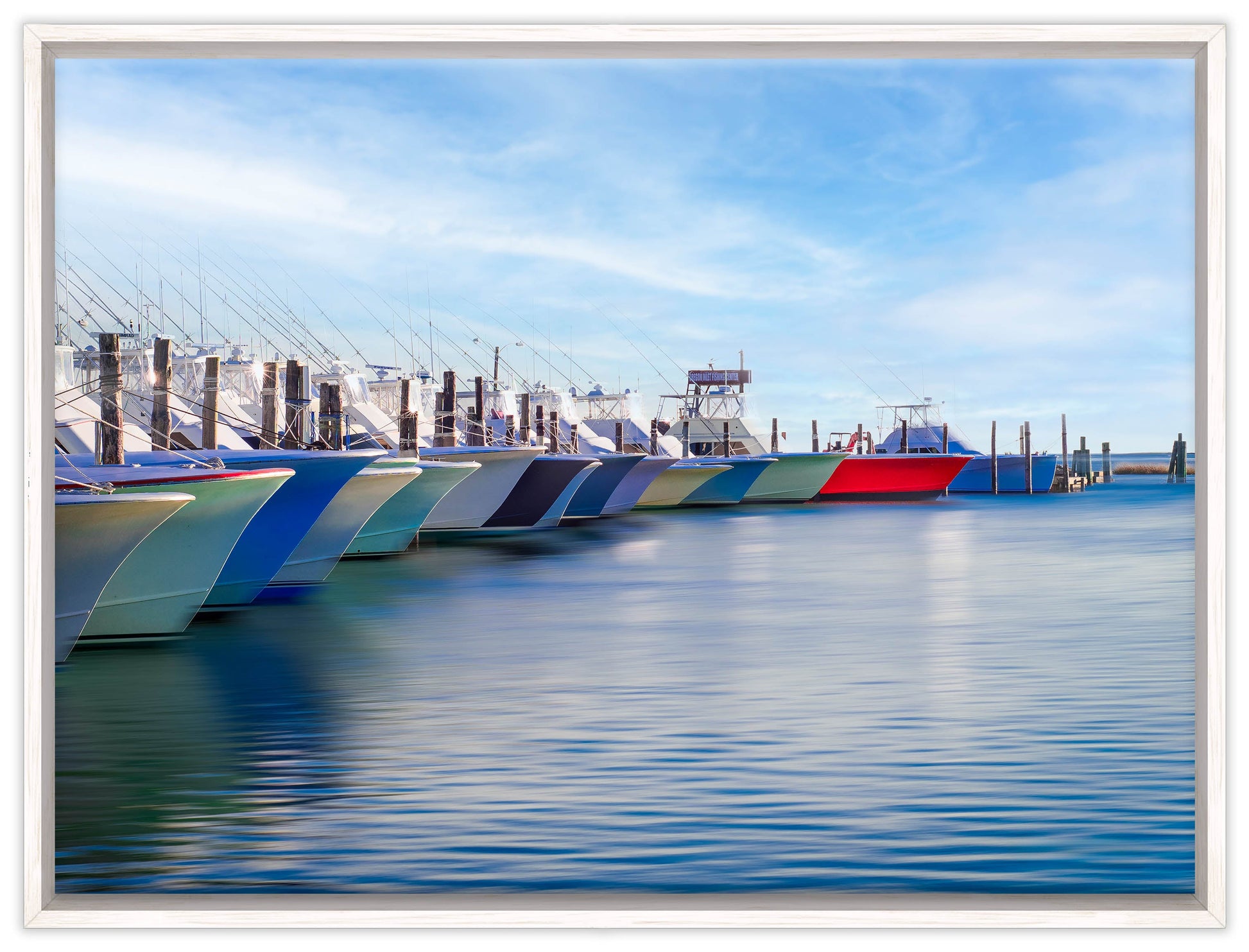 Fishing on the Atlantic - Evening on the Pond - Canvas Wrap - White Frame