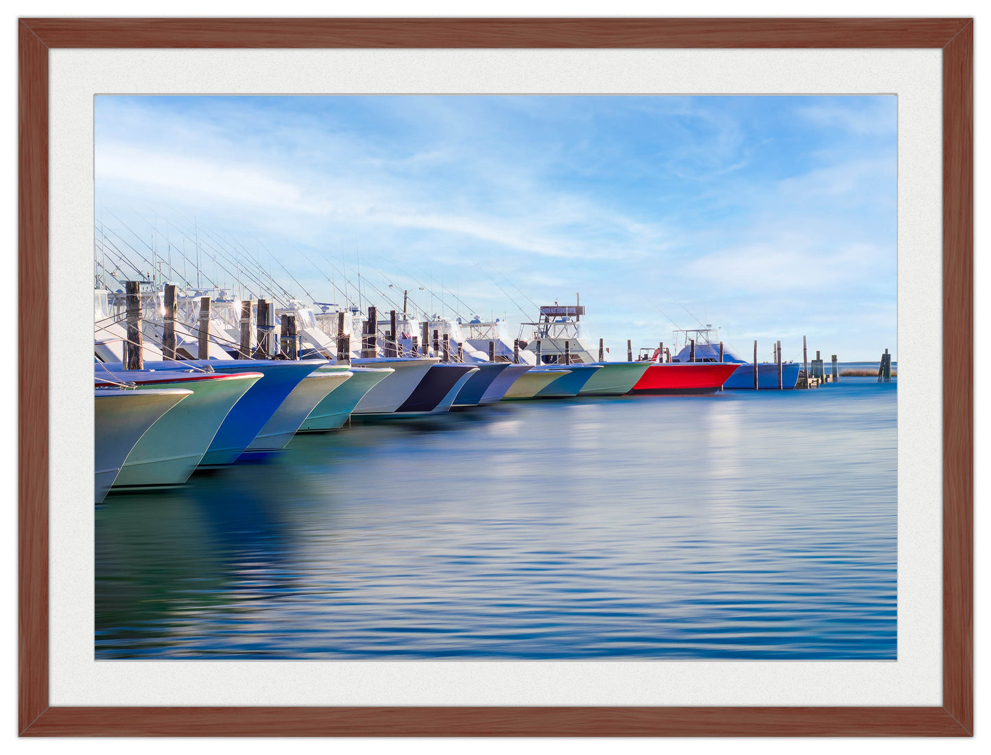 Fishing on the Atlantic - Evening on the Pond - Framed Photo - Mahogany Frame