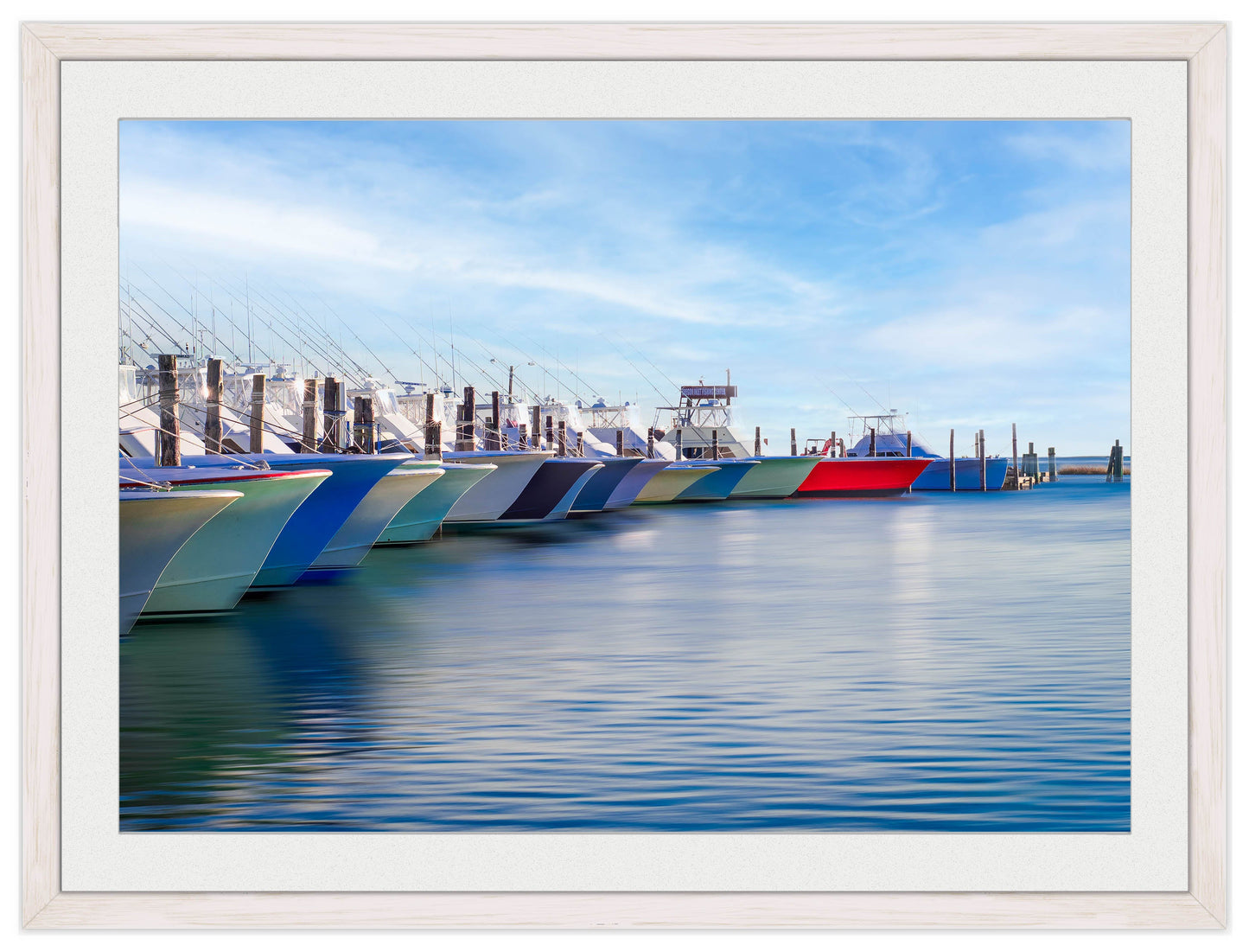 Fishing on the Atlantic - Evening on the Pond - Framed Photo - White Frame