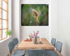 Photo of Thistle printed on canvas, hanging on Dining Room Wall