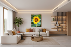 Orange-Yellow Sunflower in Contemporary Living Room