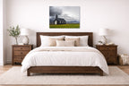 Black Church - Iceland printed on aluminum metal with wall anchors. Hung on a bedroom wall.