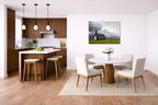 Black Church - Iceland printed on aluminum metal with wall anchors. Hung on a kitchen-dinette wall.