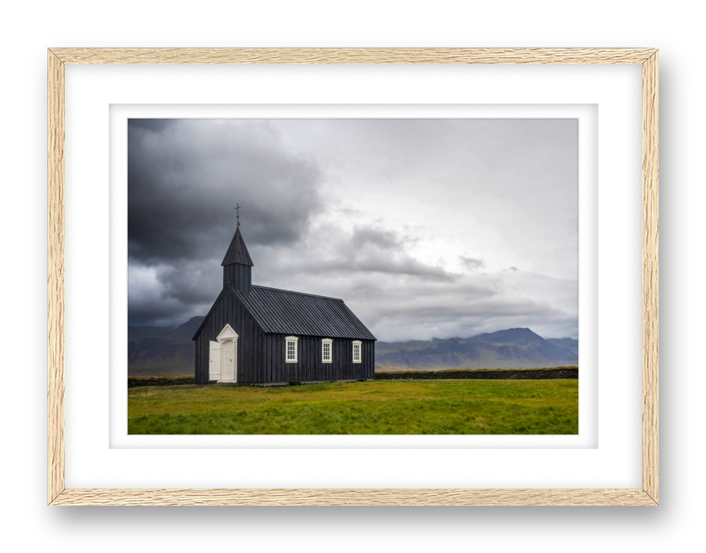 Black Church printed on fine art paper, framed on a oak frame and matted.