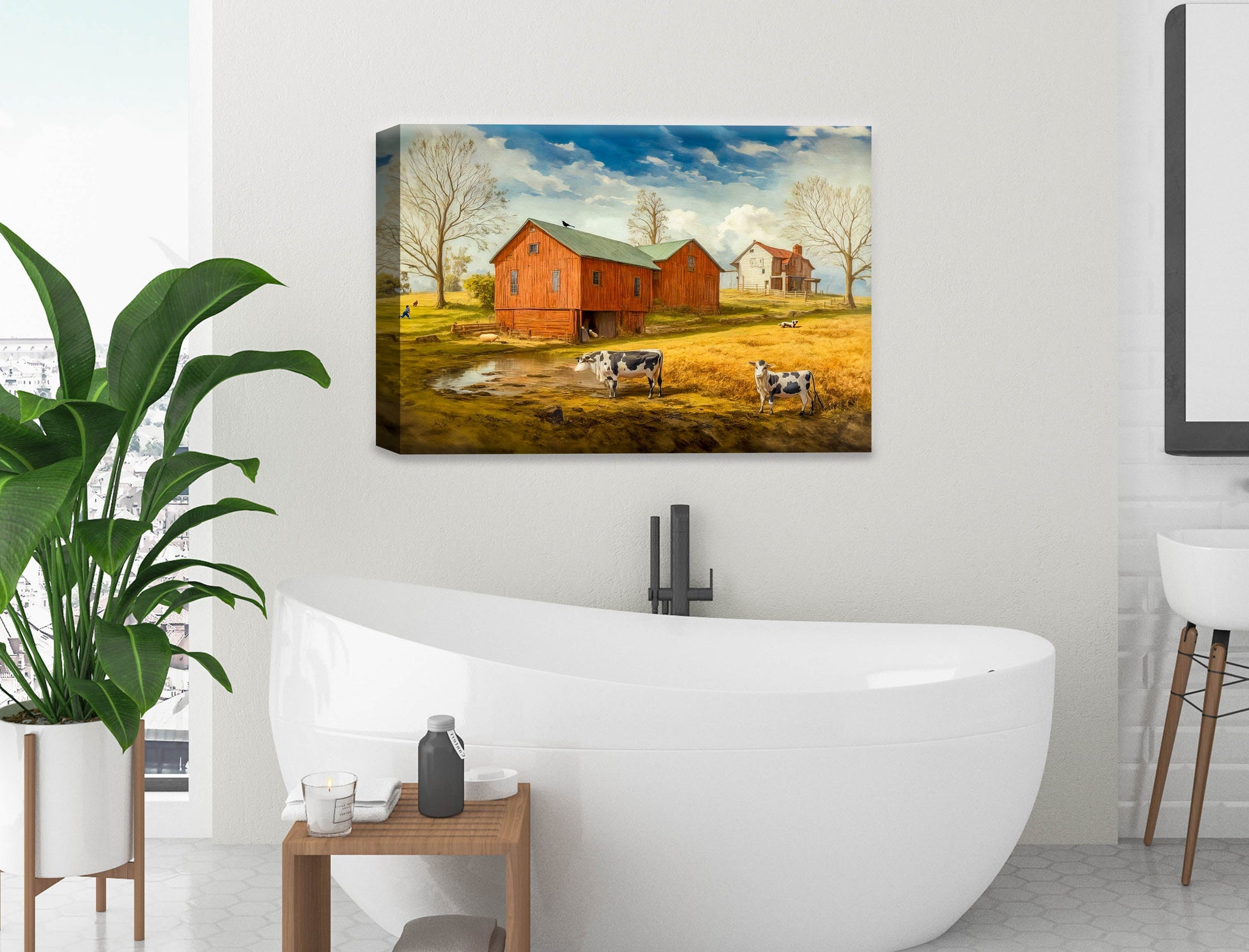 Farm Image - Canvas Wrap on Bathroom Wall