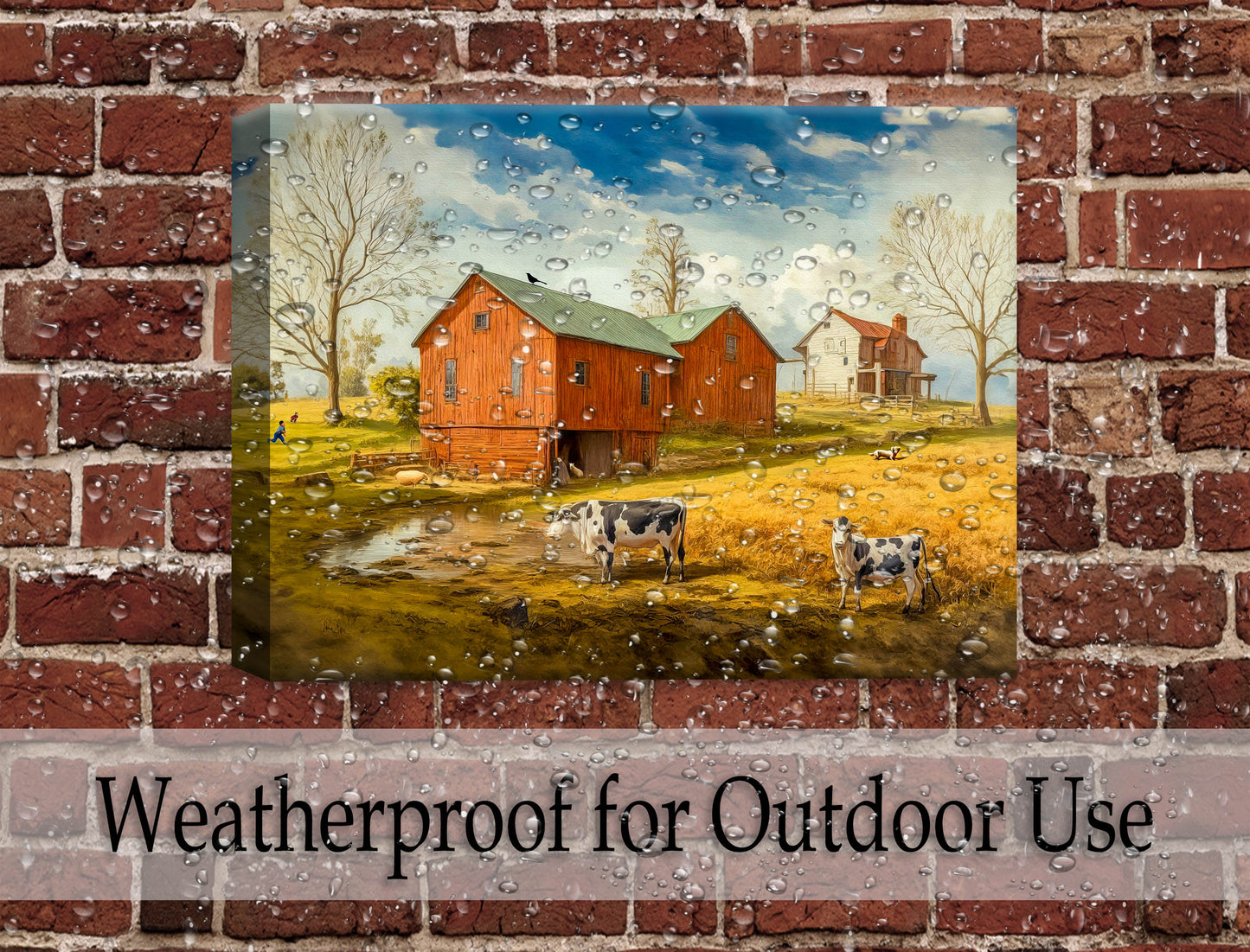 Farm Image - Canvas Wrap - Waterproof on Brick Wall